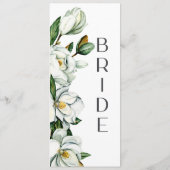Menu Panneau blanc Magnolia Floral Russe Chaise Mariage (Dos)