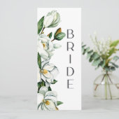 Menu Panneau blanc Magnolia Floral Russe Chaise Mariage (Debout devant)