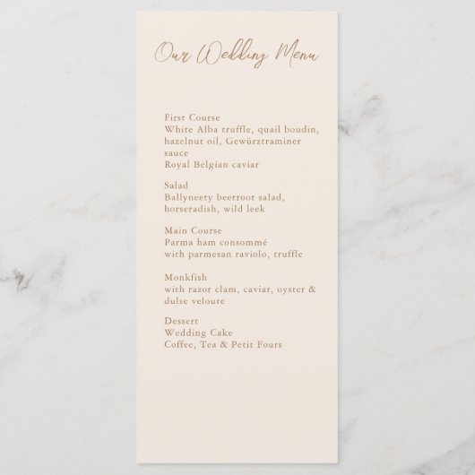 Menu Panser les fleurs Feuillage Chaud Romantique Boho  (Dos)