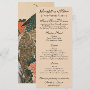 Menu Paon et pivoines par Hiroshige Mariage