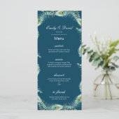 Menu Paon Modifiable, Menu de Mariage, Baby Shower (Debout devant)