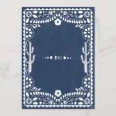 Menu Papel Picado Mariage Mexicain Rustique Bleu (Dos)