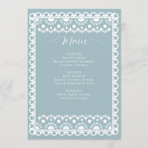 Menu Papier bleu mexicain Fête des mariées Picado Boho