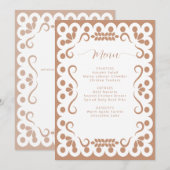 Menu Papier mexicain Picado Boho Barro Fête des mariées (Devant / Derrière)