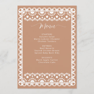 Menu Papier mexicain Picado Boho Barro Fête des mariées