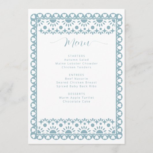 Menu Papier mexicain Picado Cielito Lindo Baby shower (Devant)