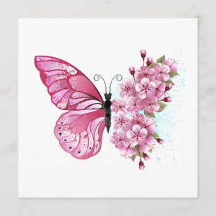 Menu Papillon à fleurs avec Sakura rose