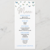 Menu Papillon bleu Baby shower à thème (Devant)