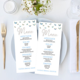 Menu Papillon bleu Fête des mariées à thème