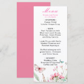 Menu Papillon Floral Rose Printanier Mariage (Devant / Derrière)