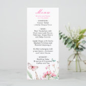 Menu Papillon Floral Rose Printanier Mariage (Debout devant)