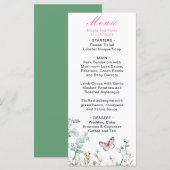 Menu Papillon Floral Vert de Printemps Mariage (Devant / Derrière)