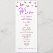 Menu Papillon pourpre Fête des mariées à thème (Devant)