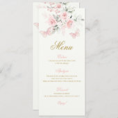 Menu Papillon rose Quinceañera (Devant / Derrière)