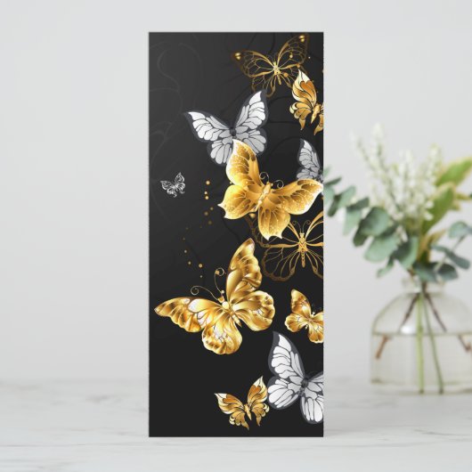 Menu Papillons blancs et dorés (Debout devant)