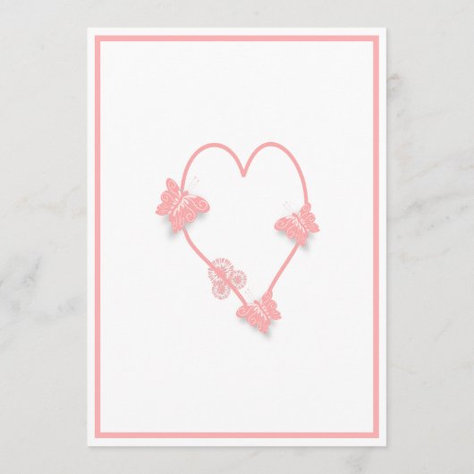 Menu Papillons de couleur rose Mariage de conception ca (Dos)