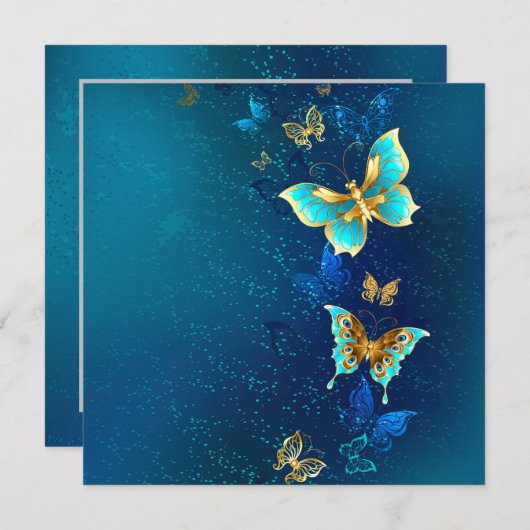 Menu Papillons d'or sur un Arrière - plan bleu (Devant / Derrière)