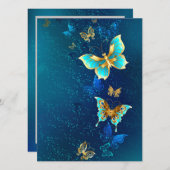 Menu Papillons d'or sur un Arrière - plan bleu (Devant / Derrière)