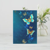 Menu Papillons d'or sur un Arrière - plan bleu (Debout devant)