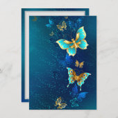 Menu Papillons d'or sur un Arrière - plan bleu (Devant / Derrière)