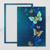 Menu Papillons dorés sur fond bleu (Devant / Derrière)