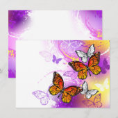 Menu Papillons Monarque sur Arrière - plan pourpre (Devant / Derrière)