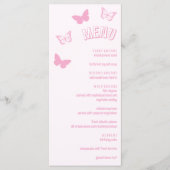 Menu Papillons roses Quinceanera (Devant)