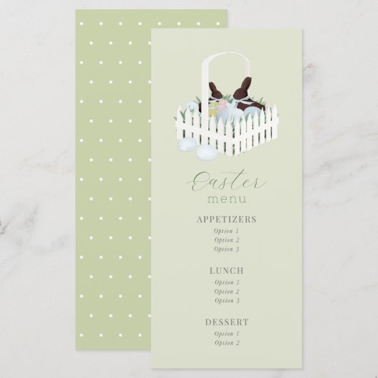 Menu Pâques Panier de lapin au chocolat (Devant / Derrière)