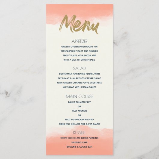 Menu Paradis Exotique Aquarelle de Corail (Devant)