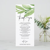 Menu Paramètre de table de Merci Mariage Eucalyptus ver (Debout devant)