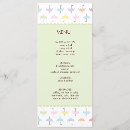 Menu Paraplu Douche (Voorkant)