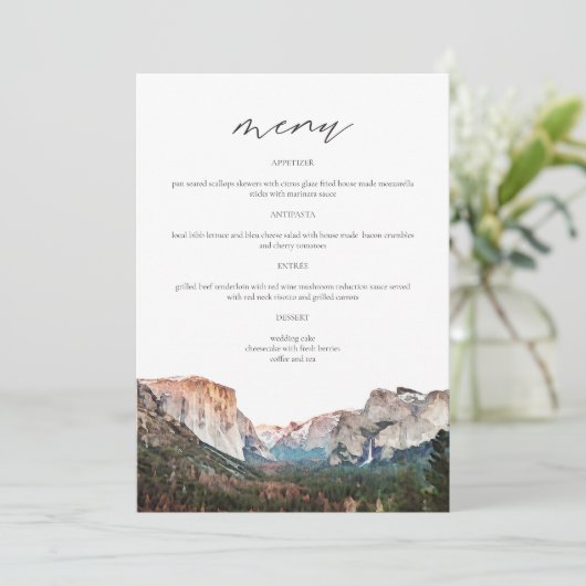 Menu Parc national YOSEMITE Skyline Watercolor Mariage (Debout devant)