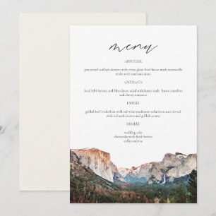 Menu Parc national YOSEMITE Skyline Watercolor Mariage