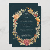 Menu Parcours 3 Plat à cadre floral Thanksgiving (Devant / Derrière)