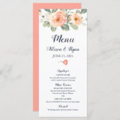 Menu Parfait Mariage floral Peach (Devant / Derrière)