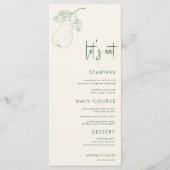 Menu Parfait Pear Pair Thème Mangeons Script Mariage (Devant)