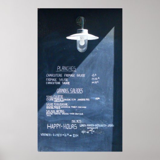 Menu Parijs Poster (Voorkant)