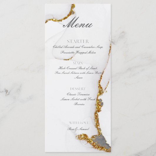 Menu Parties scintillant artisanale à l'encre d'alcool  (Devant)