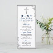 Menu Parties scintillant d'argent Marine Blue First Com (Debout devant)