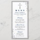 Menu Parties scintillant d'argent Marine Blue First Com (Devant)