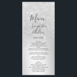 Menu Parties scintillant d'argent ombre métallique feui<br><div class="desc">Une parties scintillant argentée chic et luxueuse à l'ombre d'une feuille métallique menu mariage dîner avec élégante typographie calligraphique.</div>