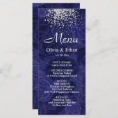 Menu Parties scintillant d'argent sur Royal Blue Floral (Devant / Derrière)