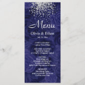 Menu Parties scintillant d'argent sur Royal Blue Floral (Devant)