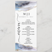 Menu Parties scintillant d'or et Mariage d'agate bleu m (Devant)