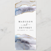 Menu Parties scintillant d'or et Mariage d'agate bleu m (Dos)