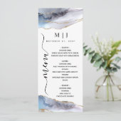 Menu Parties scintillant d'or et Mariage d'agate bleu m (Debout devant)