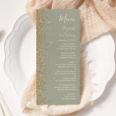 Menu Parties scintillant d'or moderne Sage Mariage vert