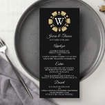 Menu Parties scintillant d'or Monogram Poker Chip Casin<br><div class="desc">Célébrez dans le style grâce à ces menus mariages à thème casino tendance. Le design est facile à personnaliser avec votre propre libellé et votre famille et vos amis seront ravis quand ils recevront ces fabuleuses cartes de menu mariage.</div>