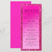 Menu parties scintillant d'or rose bleu rose script men (Devant / Derrière)
