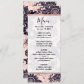 Menu Parties scintillant d'or Rose Girly Navy Illustrat (Devant / Derrière)
